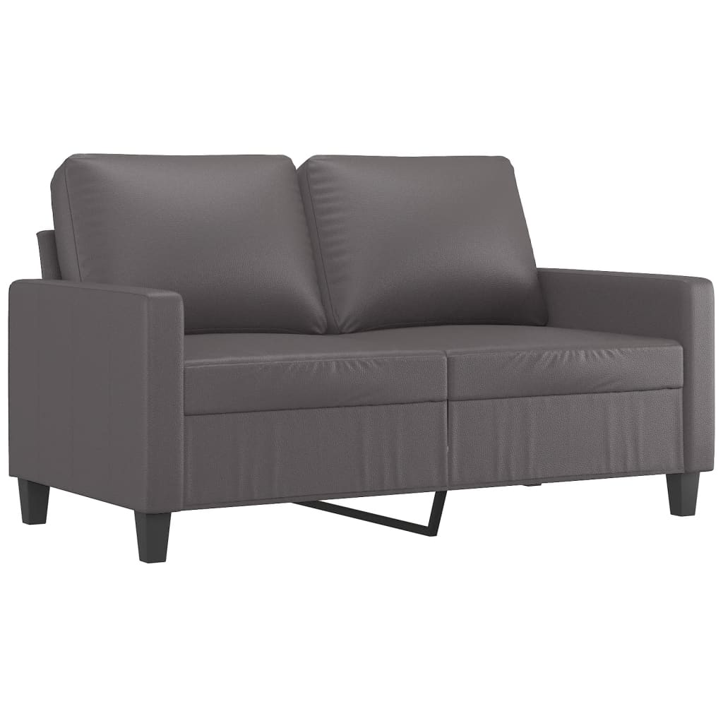 2 pcs sofa set with cushions grey faux leather