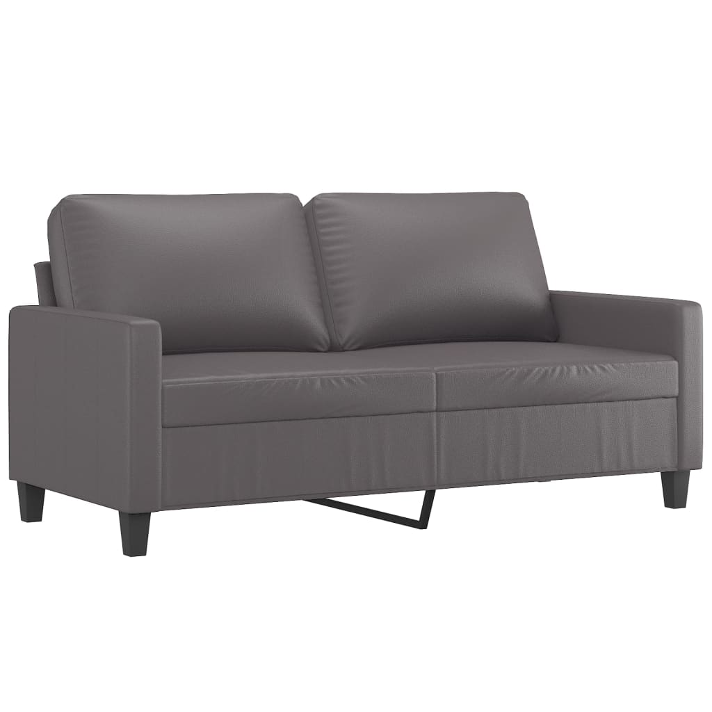 2 pcs sofa set with cushions grey faux leather