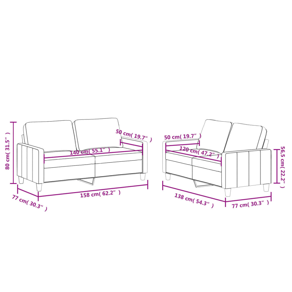 2 pcs sofa set with cushions grey faux leather