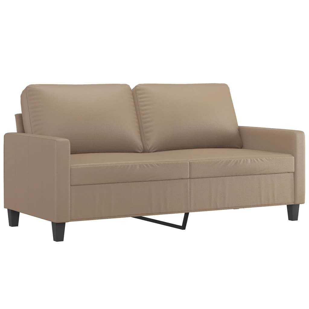2 pcs conjunto sofás c/ almofadões couro artif. cor cappuccino