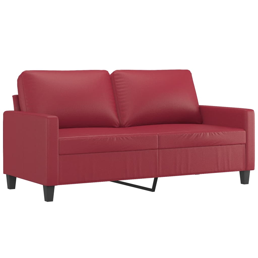 3 pcs sofa set with cushions in red faux leather