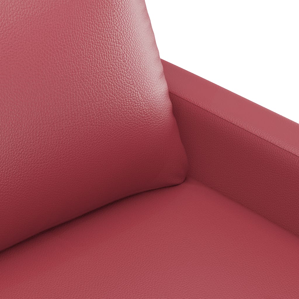 3 pcs sofa set with cushions in red faux leather