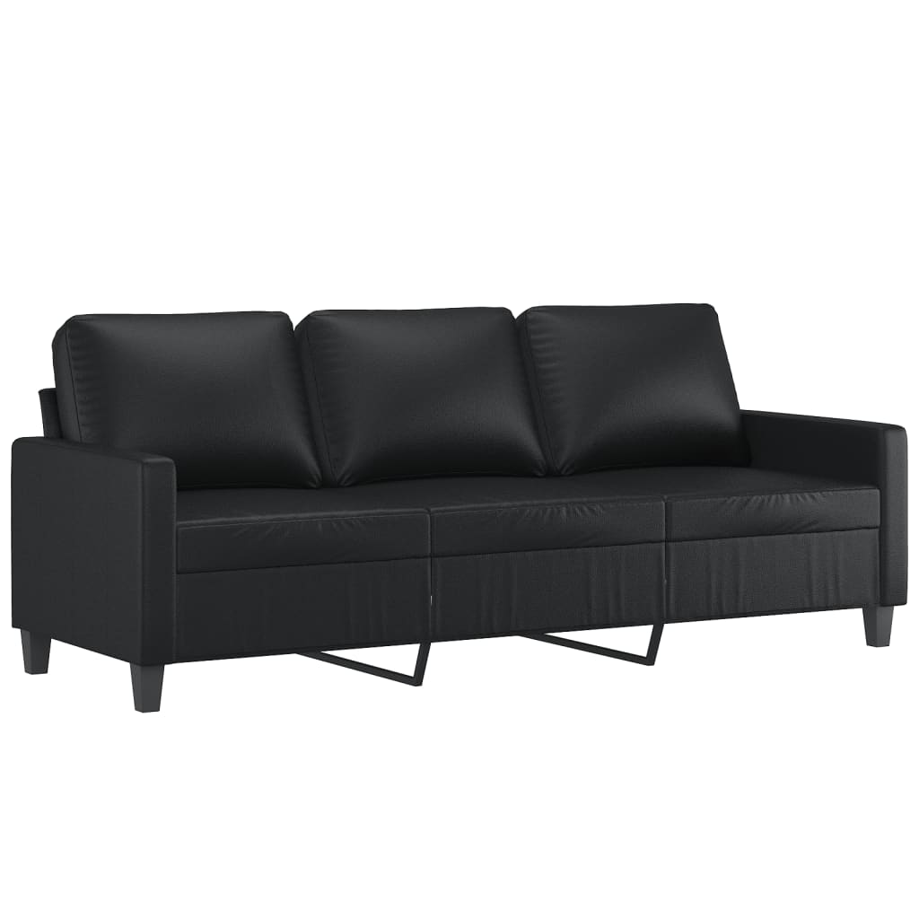 2 pcs conjunto de sofás com almofadões couro artificial preto