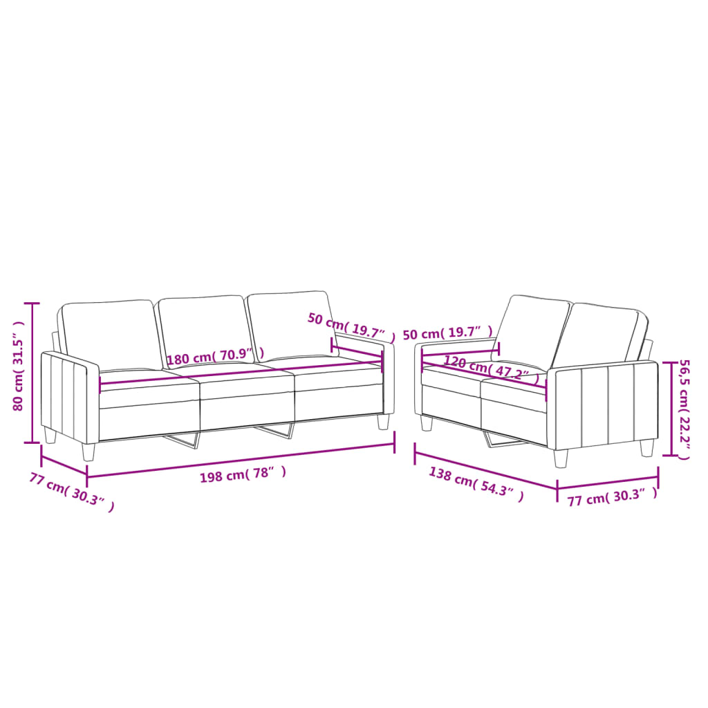 2 pcs sofa set with cushions grey faux leather