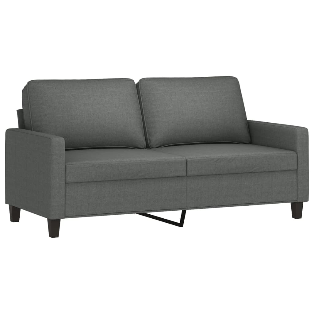 2 pcs conjunto de sofás com almofadões tecido cinzento-escuro