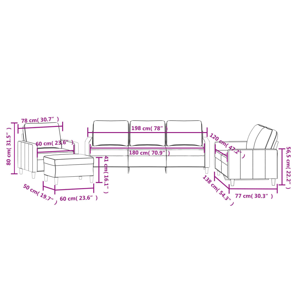 4 pcs conjunto de sofás com almofadões veludo preto