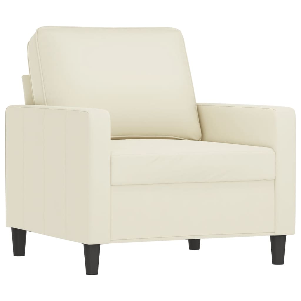 4 pcs conjunto de sofás com almofadões veludo cor creme