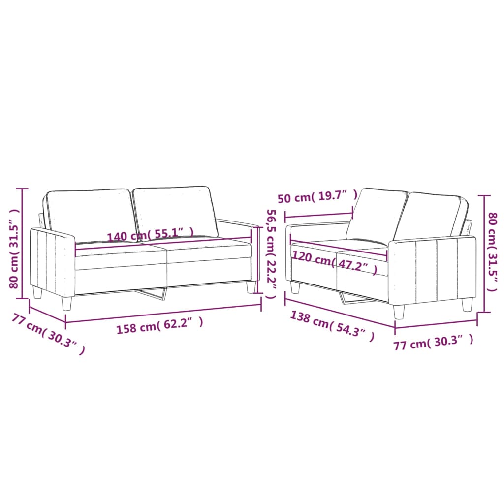 2 pcs conjunto de sofás com almofadões veludo preto
