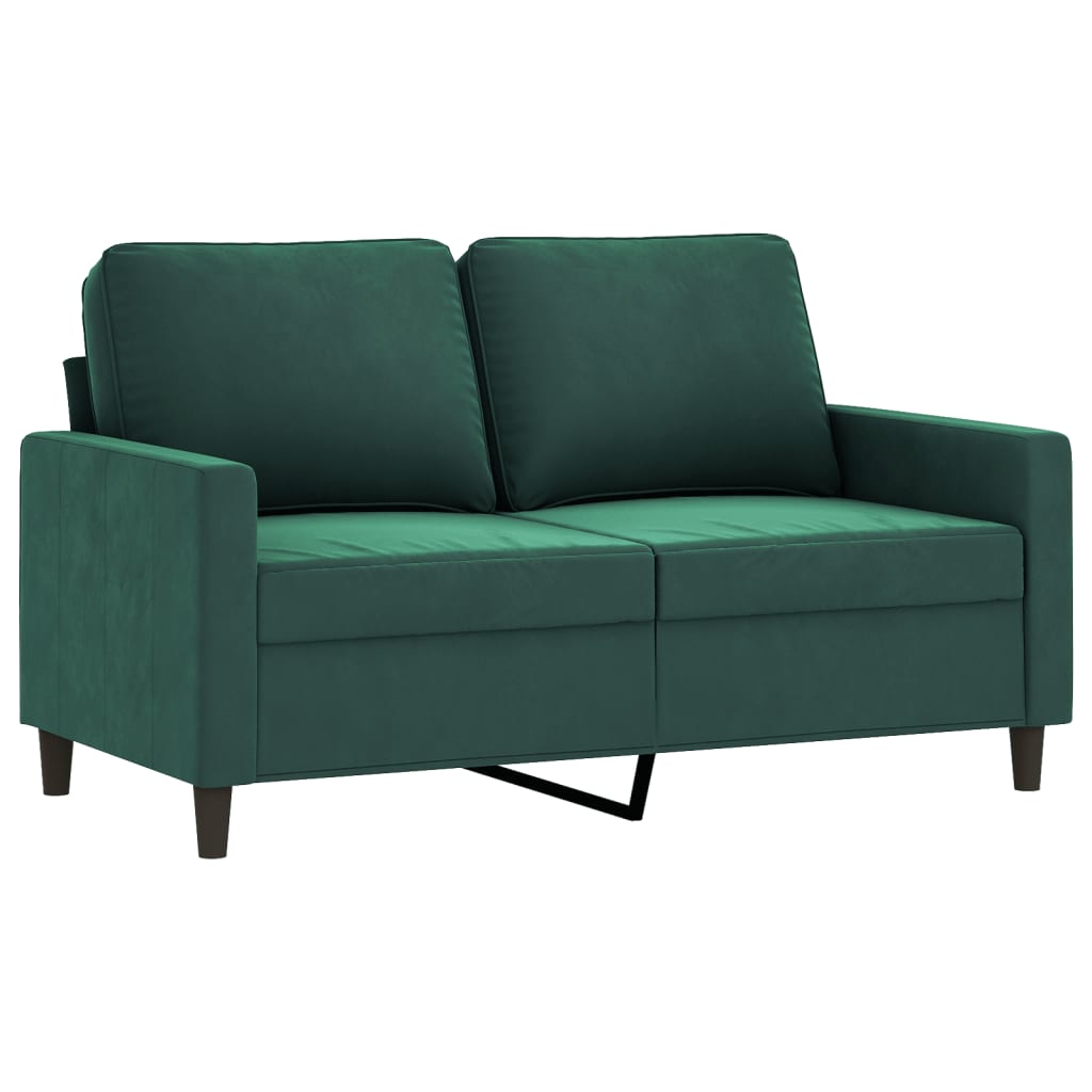 3 pcs conjunto de sofás com almofadões veludo verde-escuro