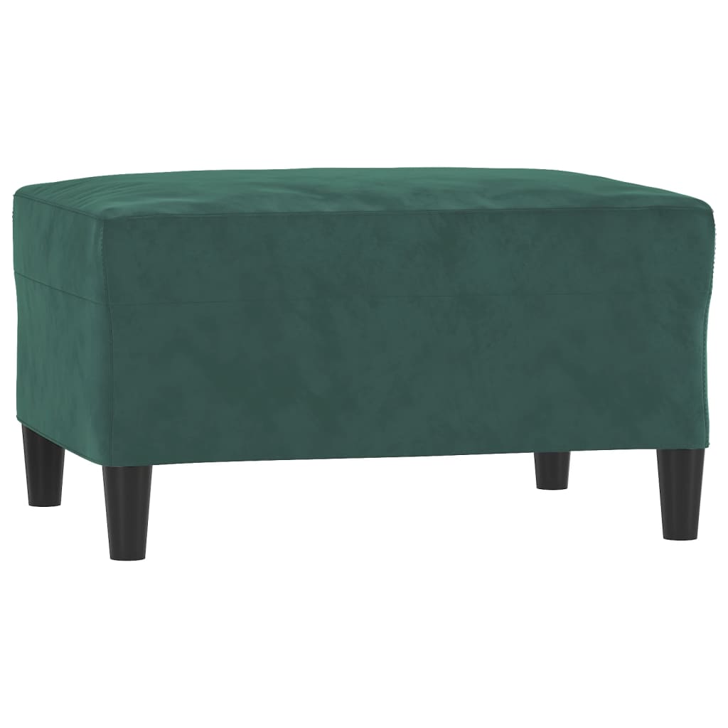 3 pcs conjunto de sofás com almofadões veludo verde-escuro