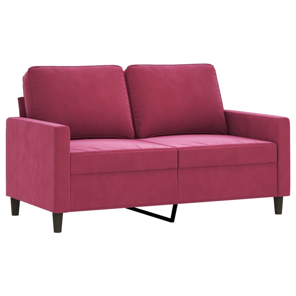 3 pcs conjunto de sofás com almofadões veludo vermelho tinto