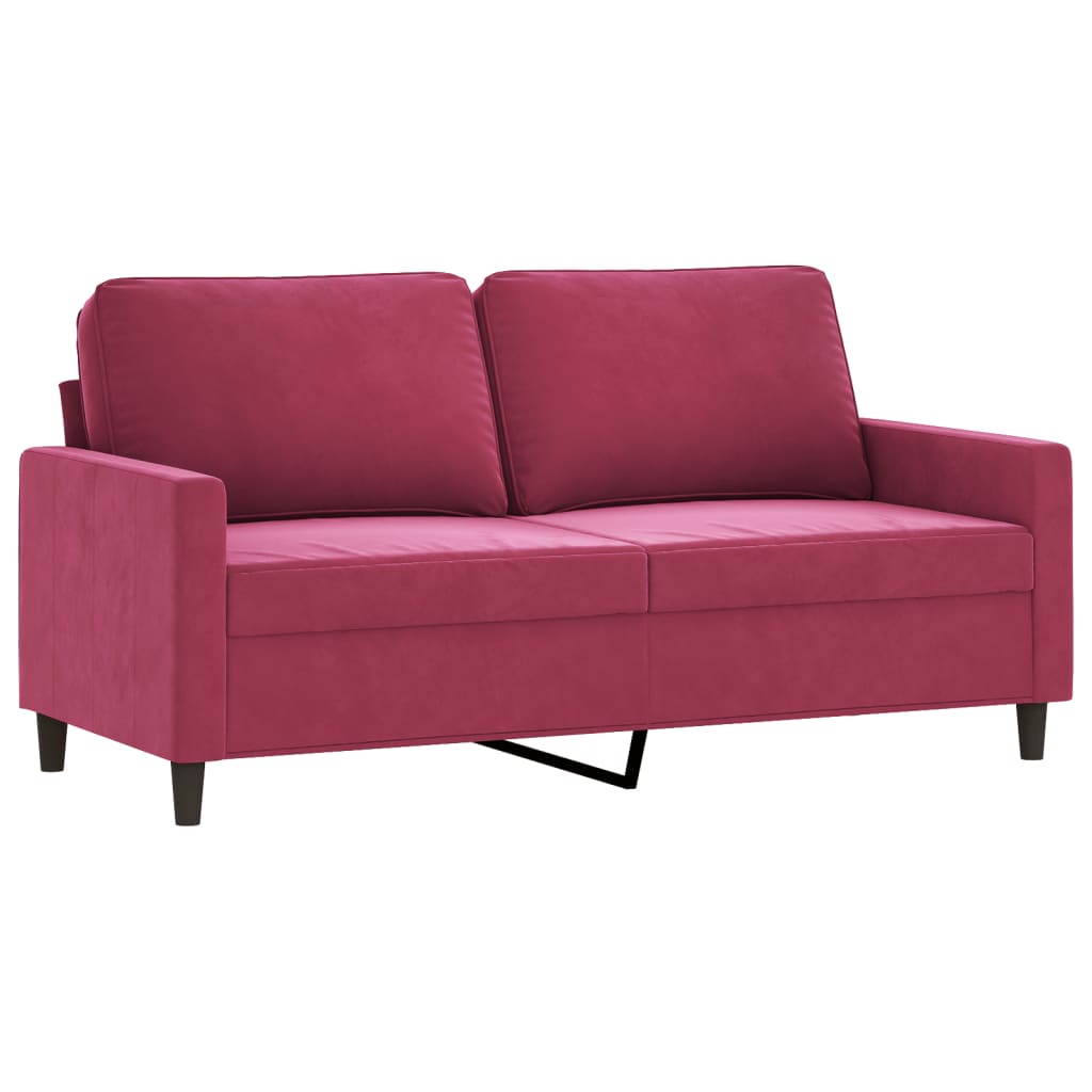 3 pcs conjunto de sofás com almofadões veludo vermelho tinto