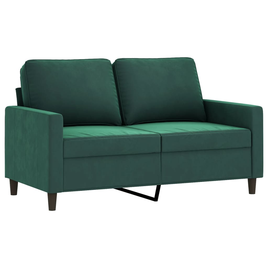 2 pcs conjunto de sofás com almofadões veludo verde-escuro