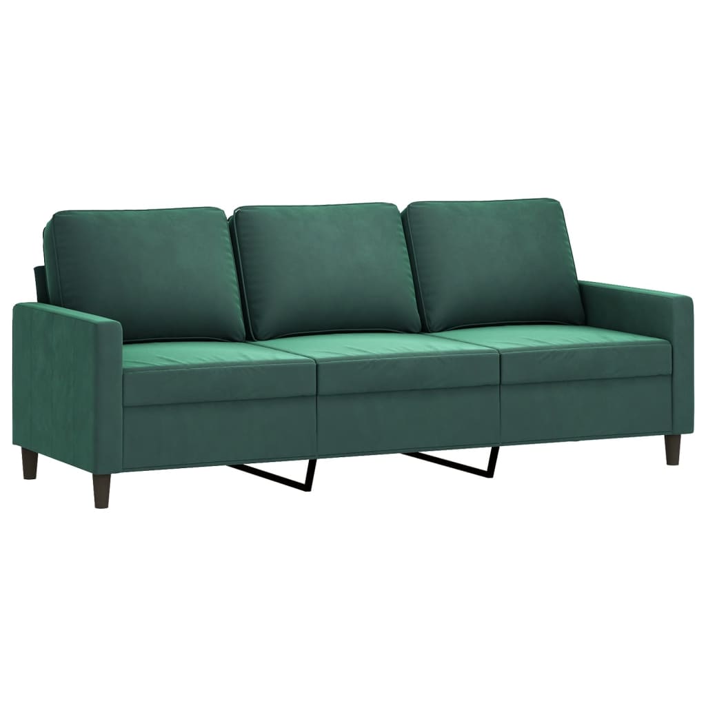 2 pcs conjunto de sofás com almofadões veludo verde-escuro