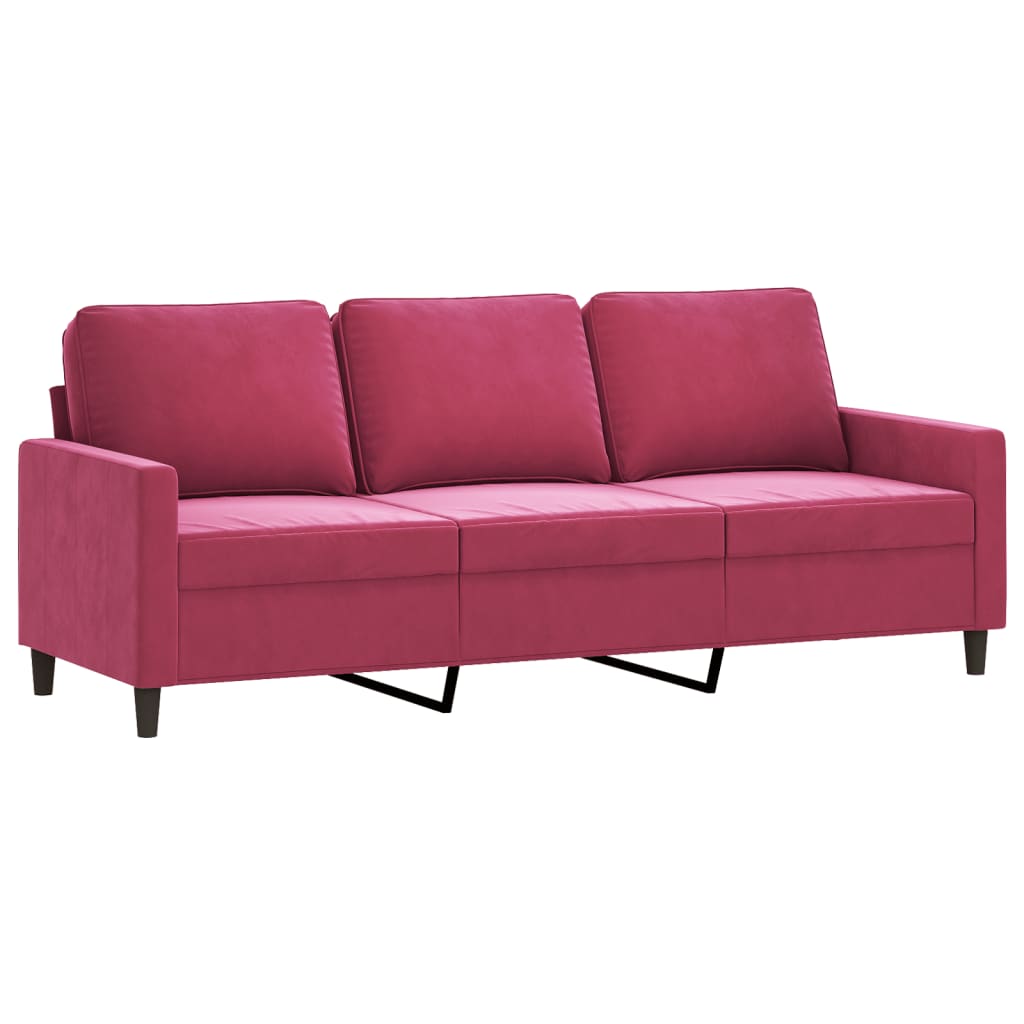 2 pcs conjunto de sofás com almofadões veludo vermelho tinto
