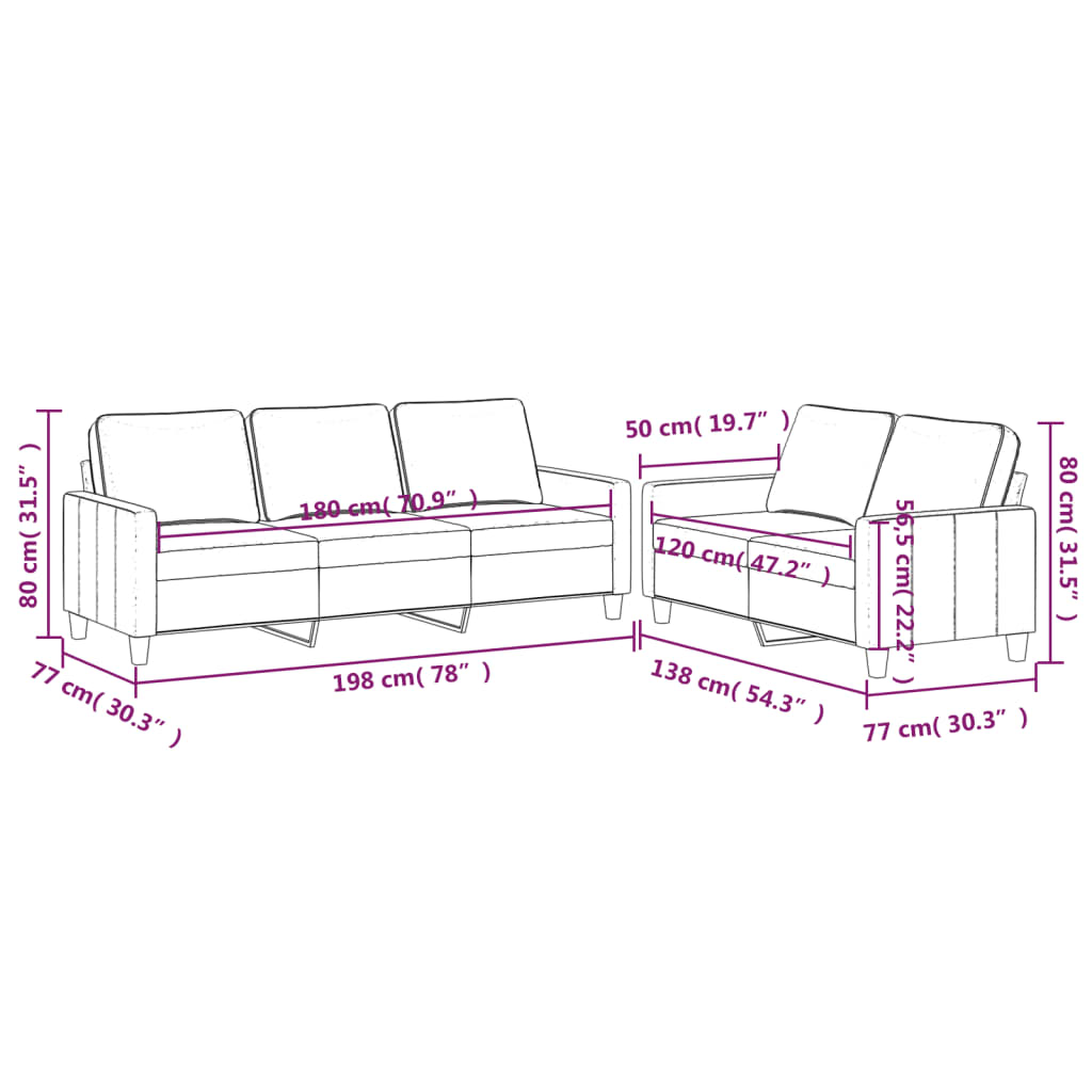 2 pcs conjunto de sofás com almofadões veludo preto