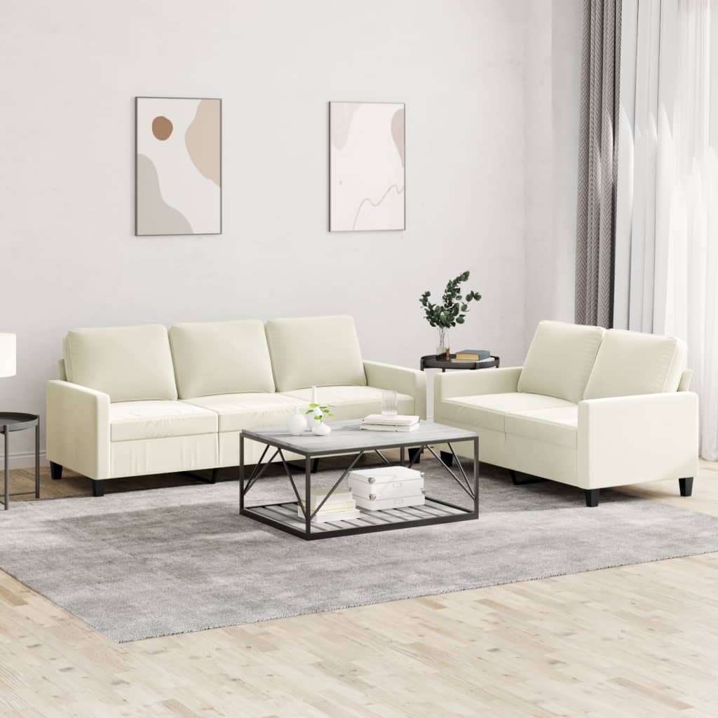 2 pcs sofa set with cream velvet cushions