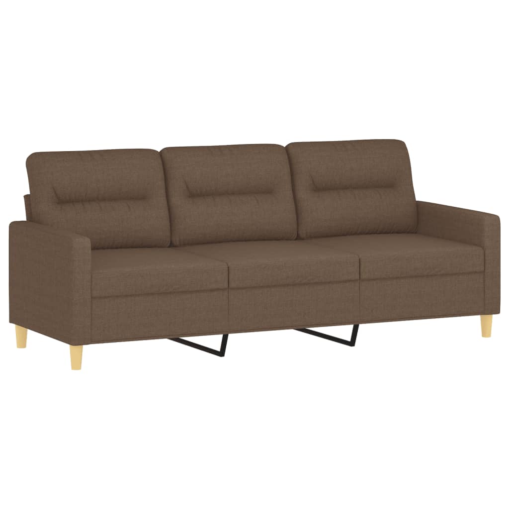 3 pcs sofa set with cushions brown fabric