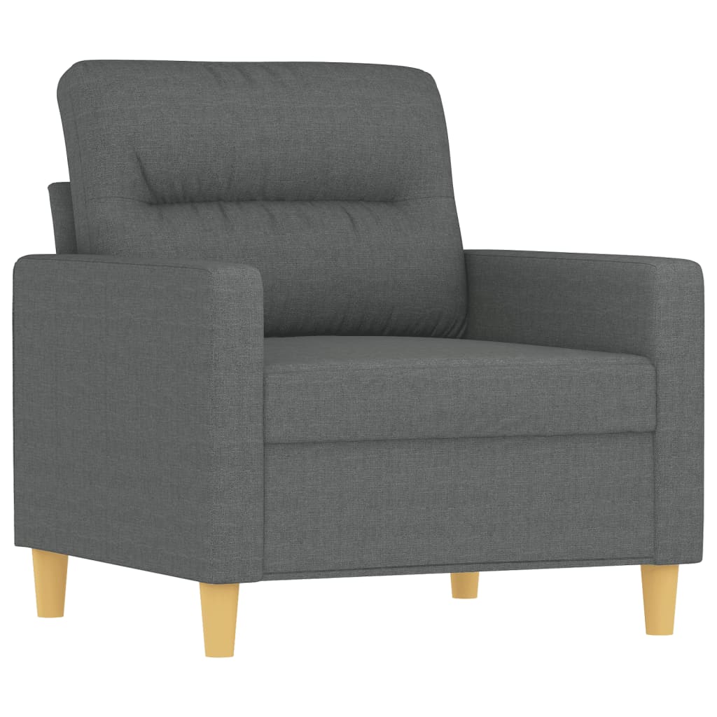 3 pcs conjunto de sofás com almofadas tecido cinzento-escuro