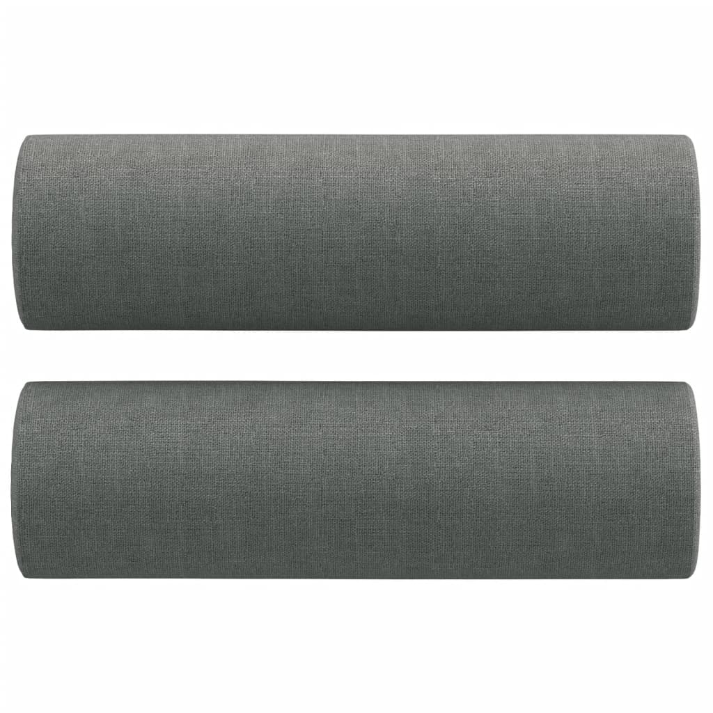 3 pcs conjunto de sofás com almofadas tecido cinzento-escuro