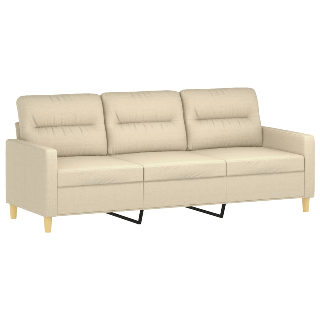 3 pcs sofa set with cushions cream color fabric