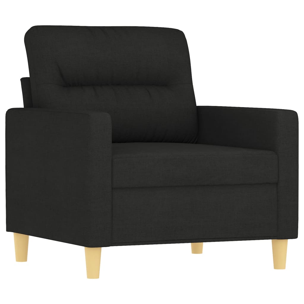 3 pcs conjunto de sofás com almofadas tecido preto