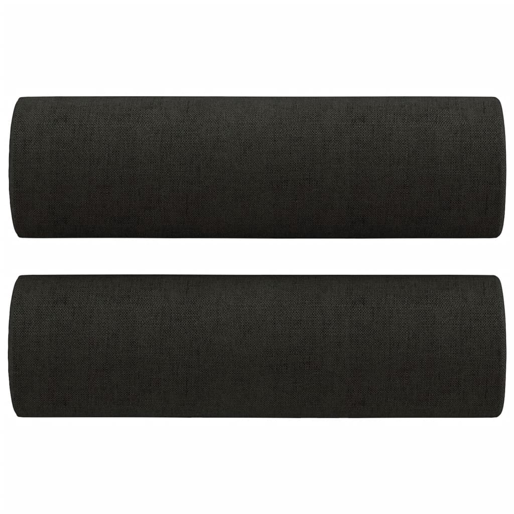 3 pcs conjunto de sofás com almofadas tecido preto