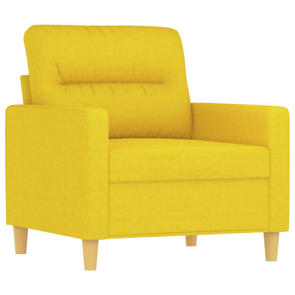 3 pcs conjunto de sofás com almofadas tecido amarelo-claro