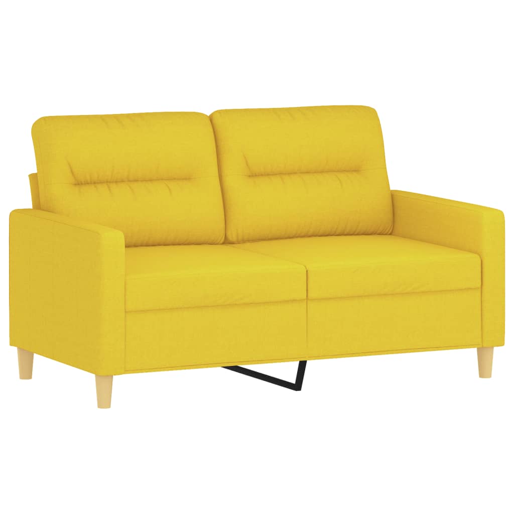 3 pcs conjunto de sofás com almofadas tecido amarelo-claro