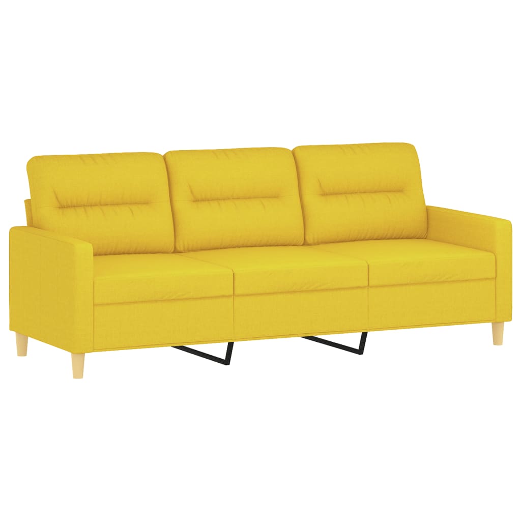 3 pcs conjunto de sofás com almofadas tecido amarelo-claro