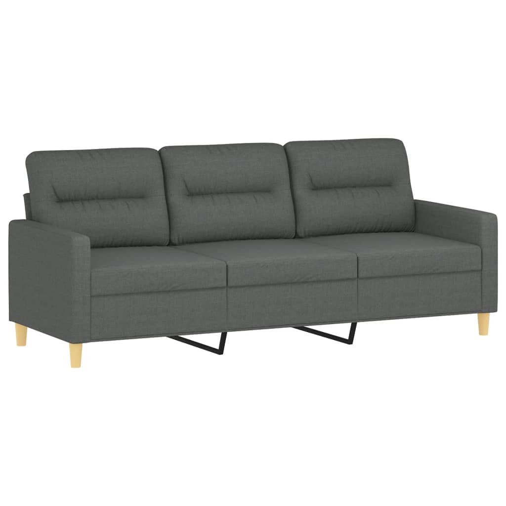 4 pcs conjunto de sofás com almofadas tecido cinzento-escuro