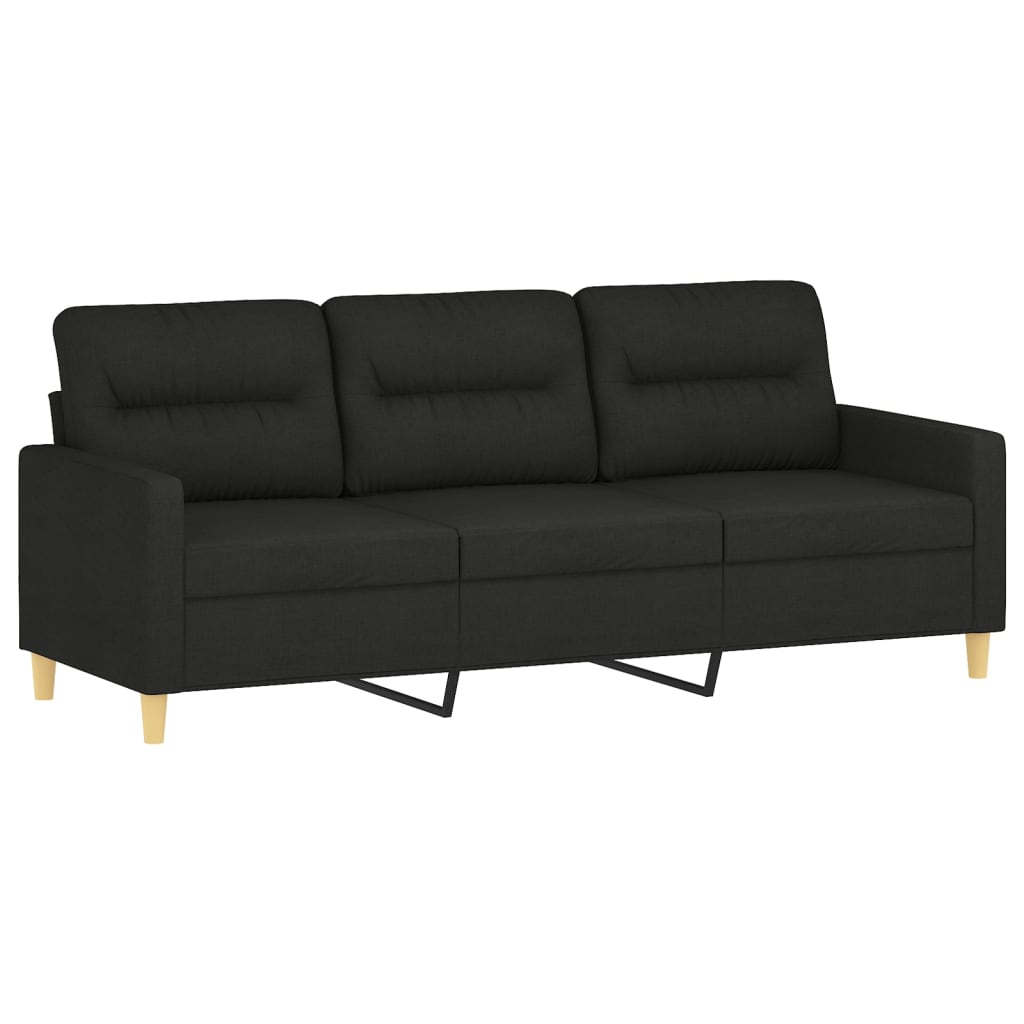 4 pcs conjunto de sofás com almofadas tecido preto
