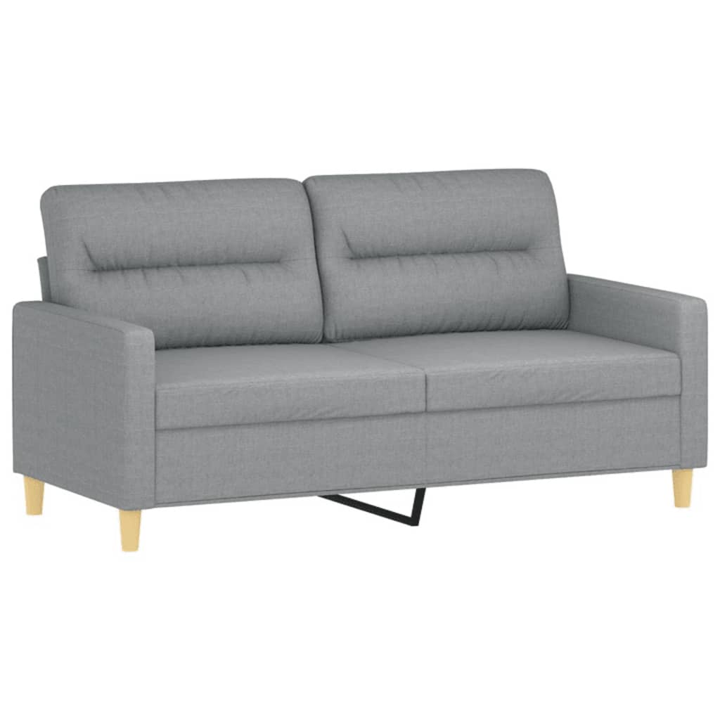 2 pcs conjunto de sofás com almofadões tecido cinzento-claro