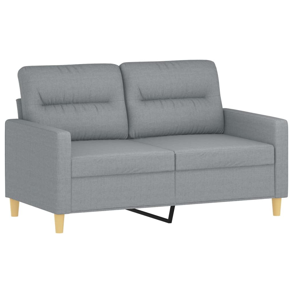 3 pcs conjunto de sofás com almofadas tecido cinzento-claro