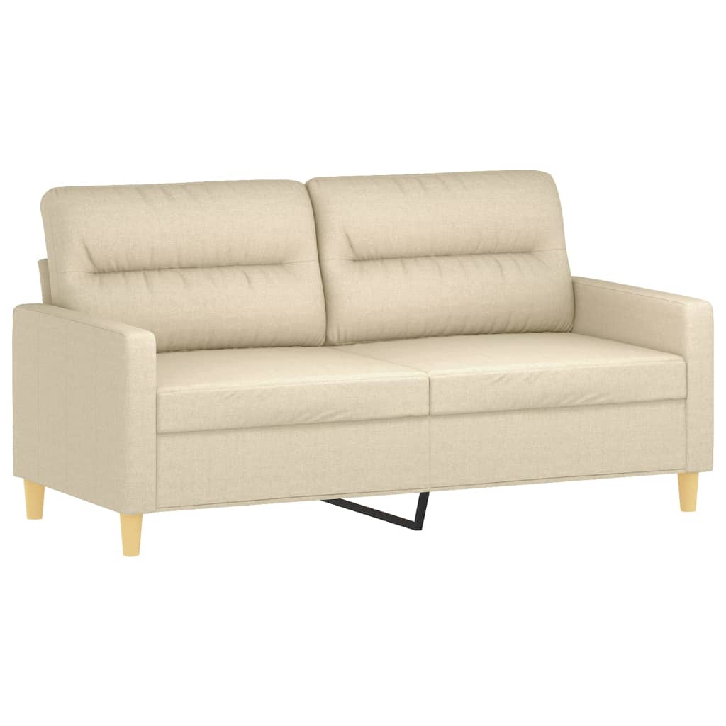 3 pcs conjunto de sofás com almofadas tecido cor creme