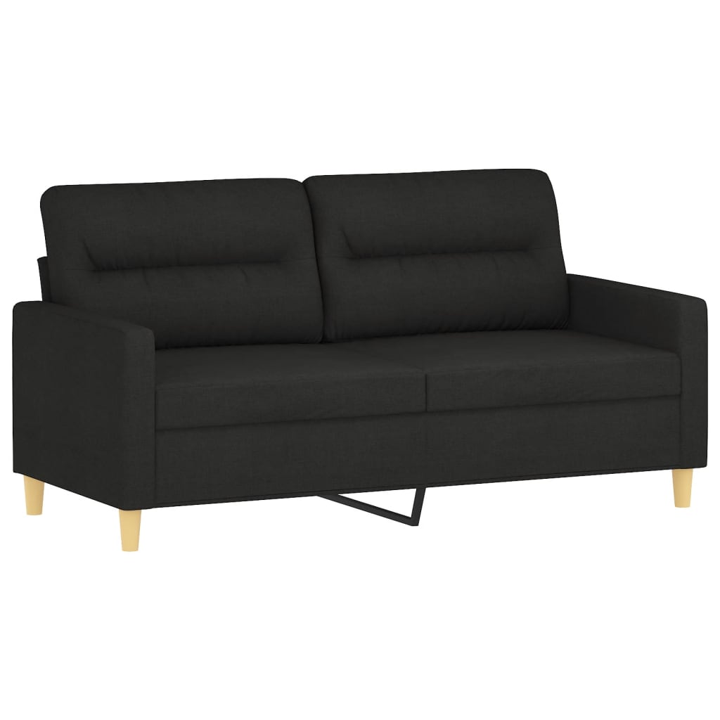 3 pcs conjunto de sofás com almofadas tecido preto