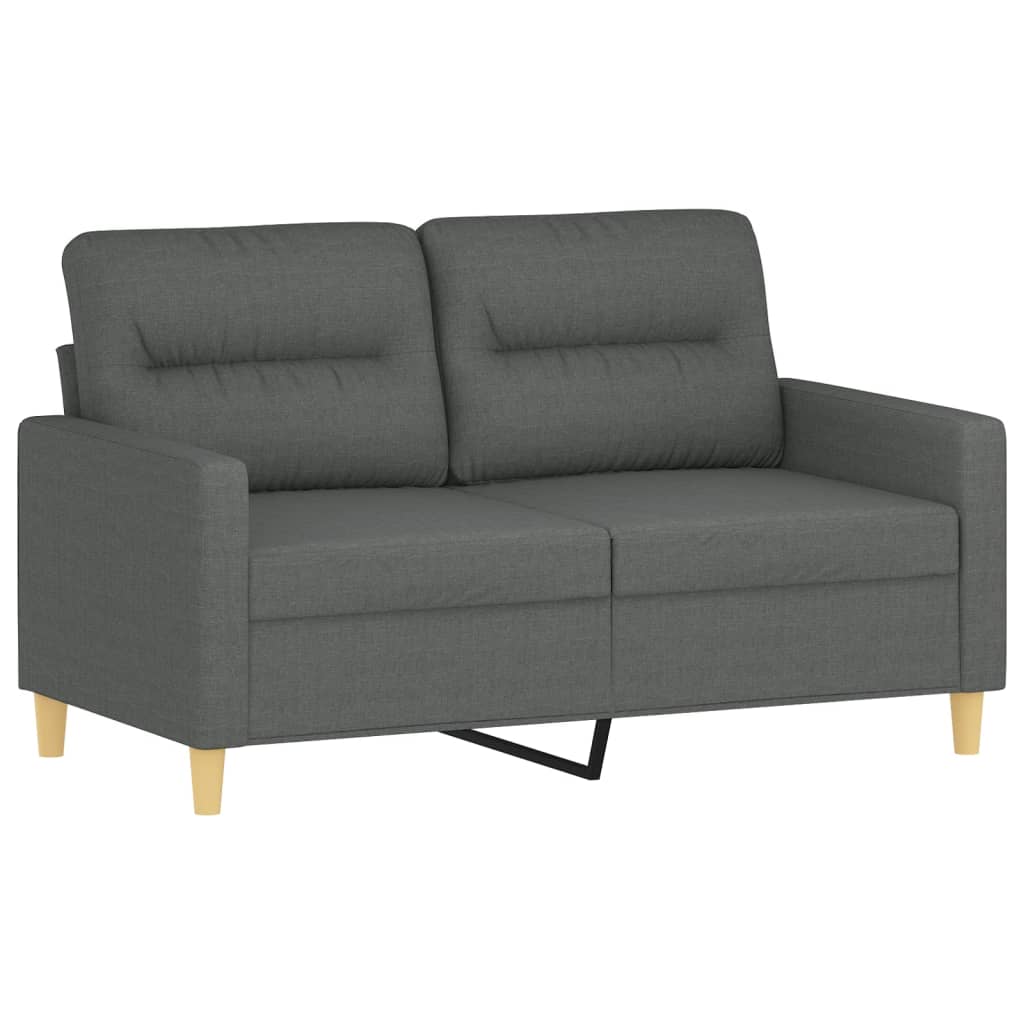 3 pcs conjunto de sofás com almofadas tecido cinzento-escuro