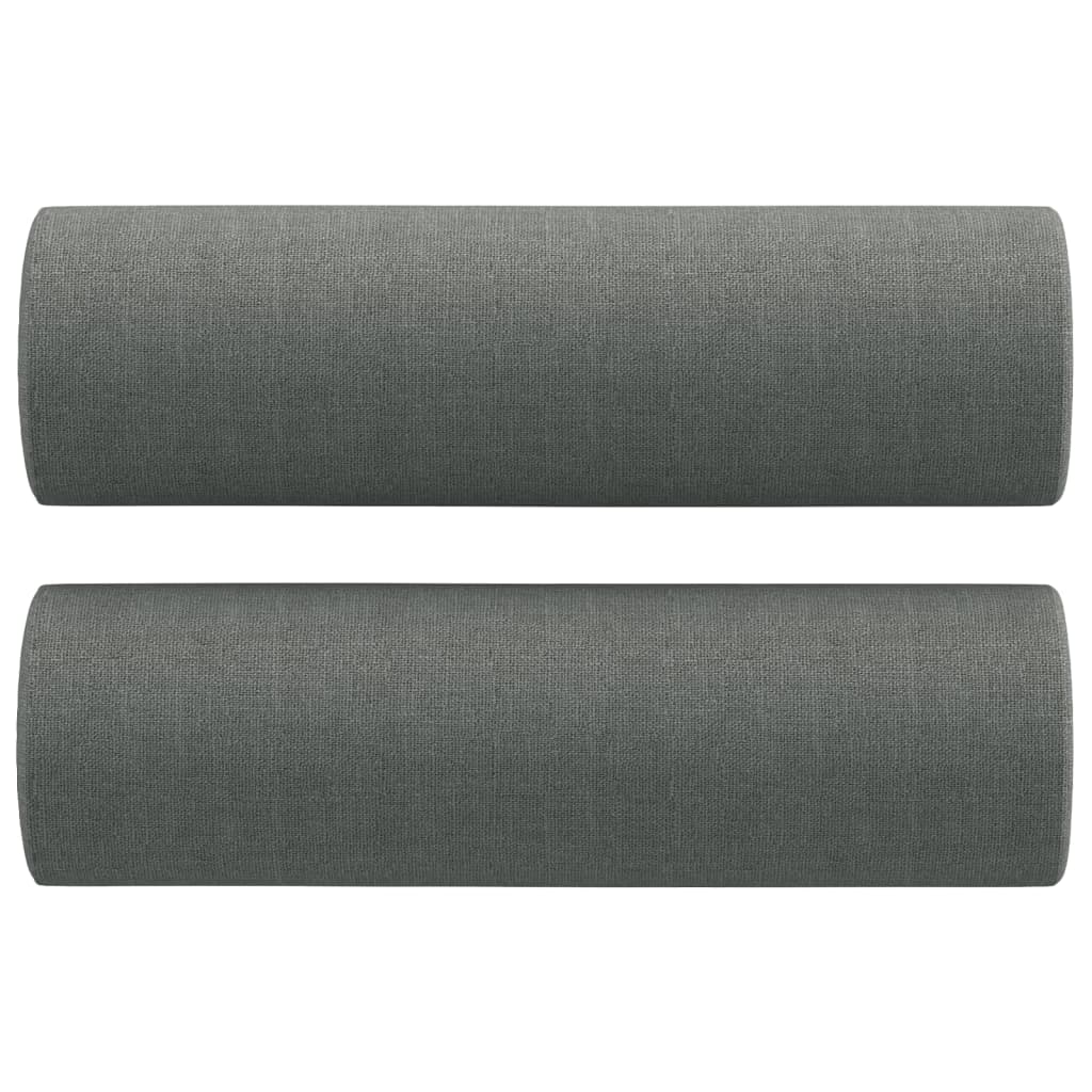 3 pcs conjunto de sofás com almofadas tecido cinzento-escuro