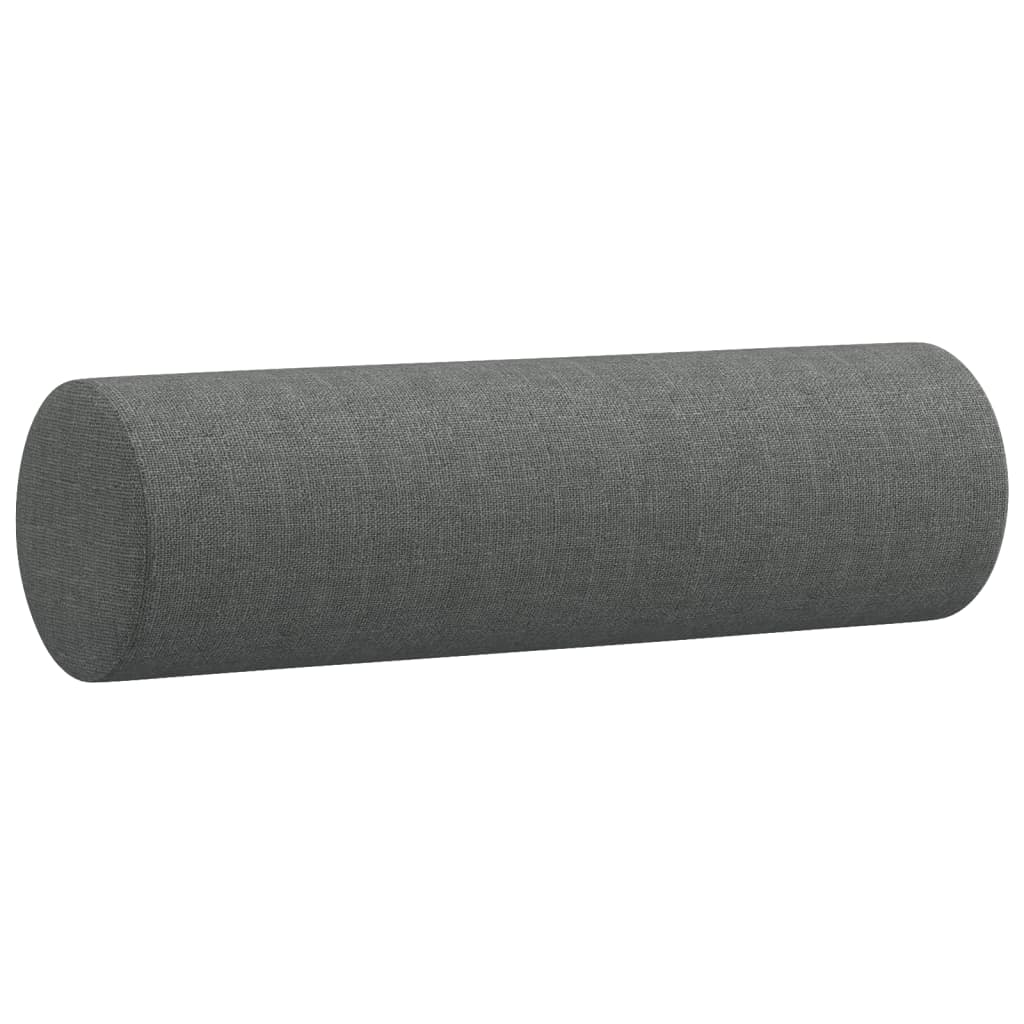 3 pcs conjunto de sofás com almofadas tecido cinzento-escuro