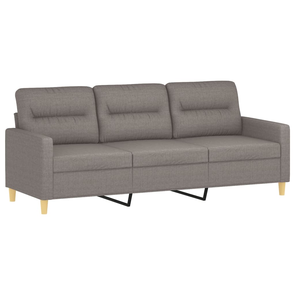 3 pcs conjunto de sofás com almofadas tecido cinza-acastanhado