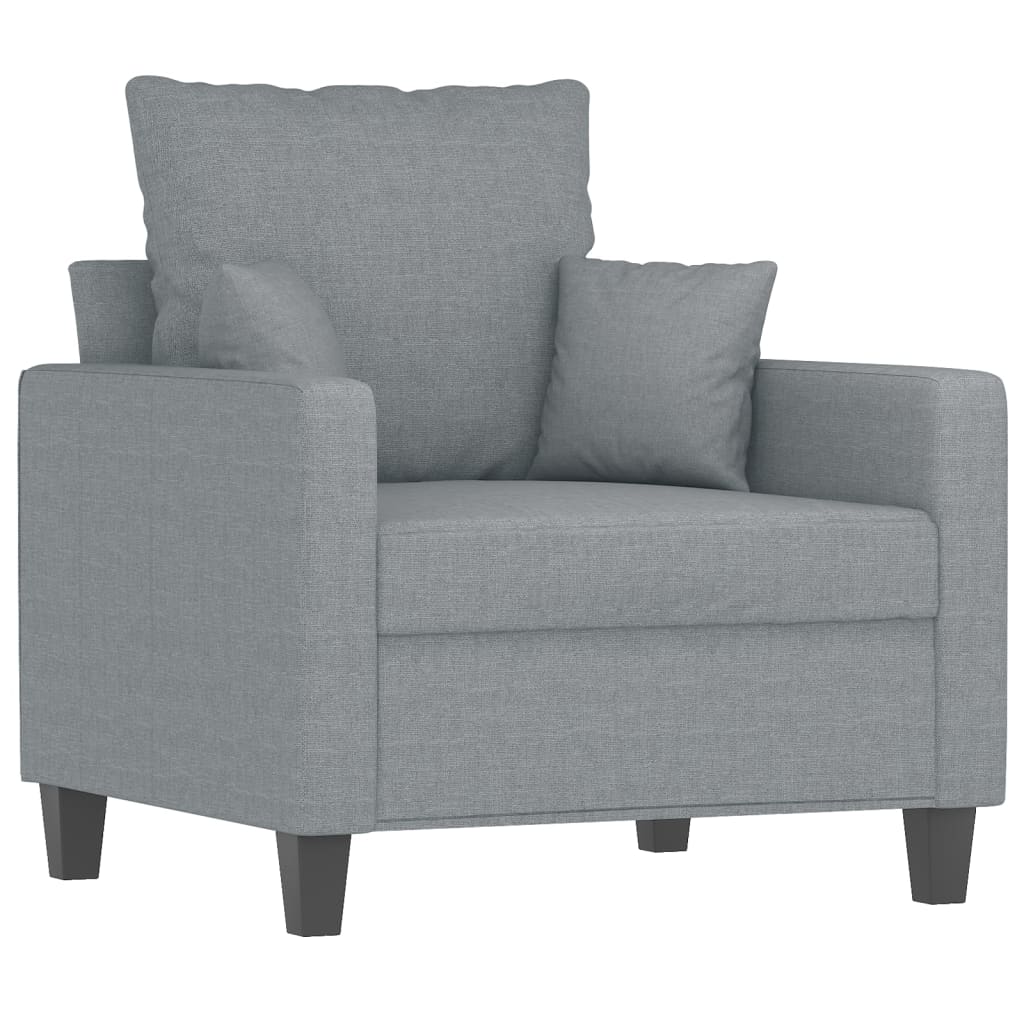 3 pcs conjunto de sofás com almofadas tecido cinzento-claro