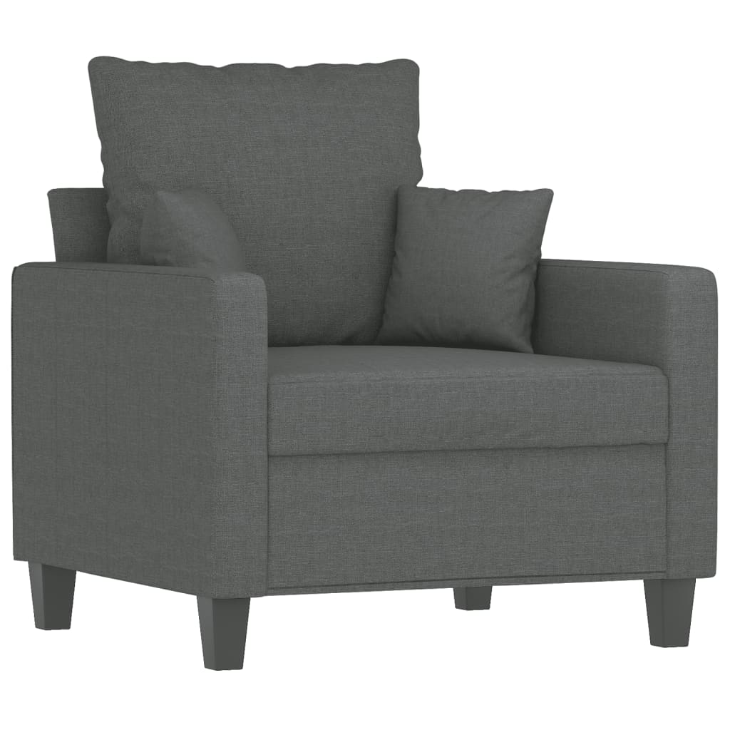 3 pcs sofa set with cushions dark grey fabric