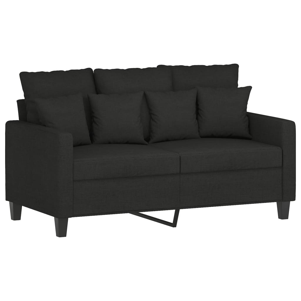3 pcs conjunto de sofás com almofadas tecido preto