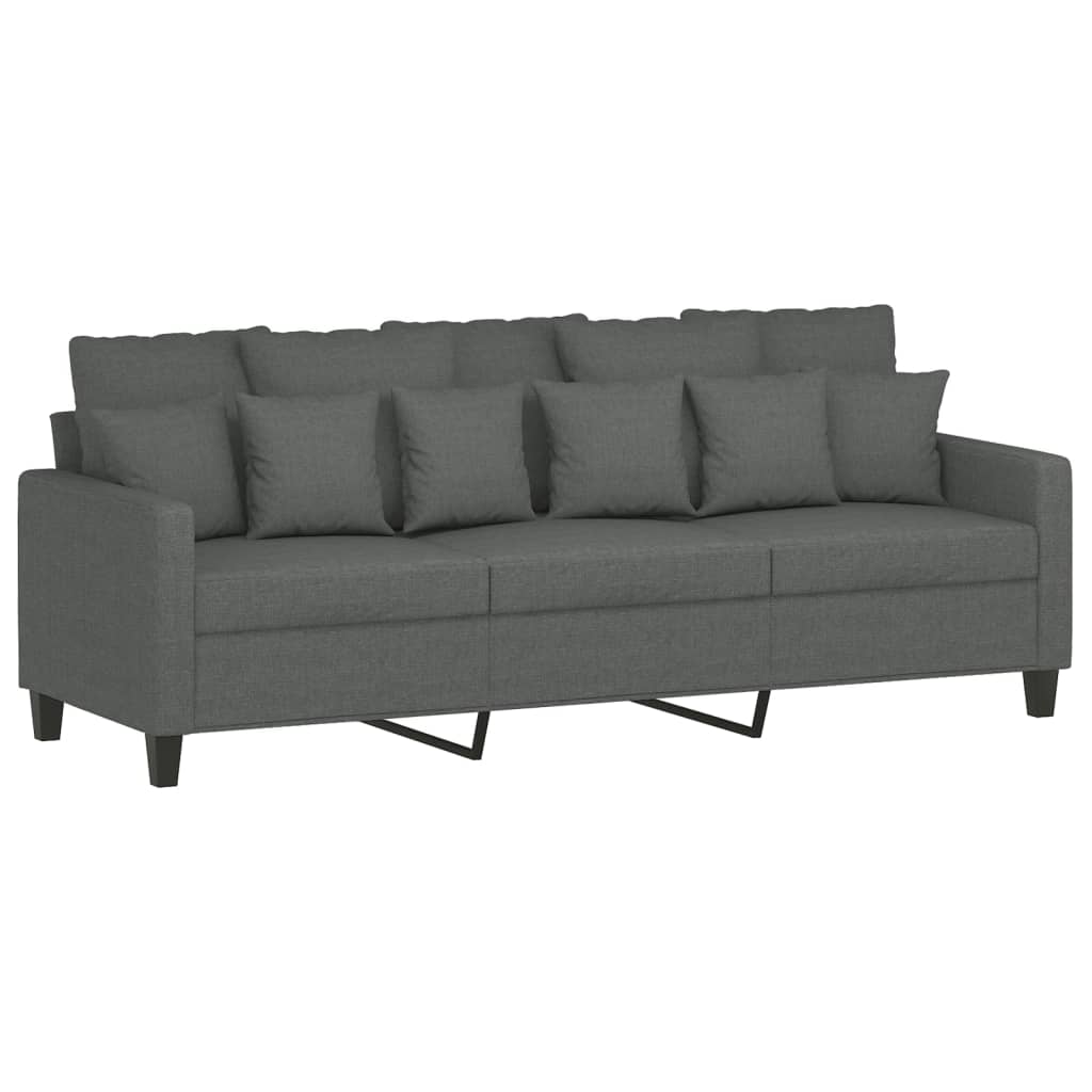 4 pcs conjunto de sofás com almofadas tecido cinzento-escuro