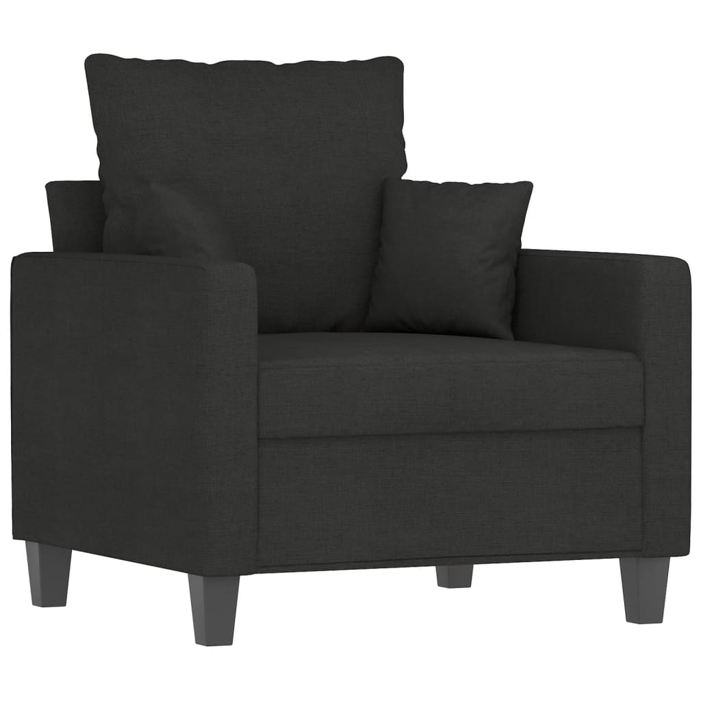 4 pcs conjunto de sofás com almofadas tecido preto