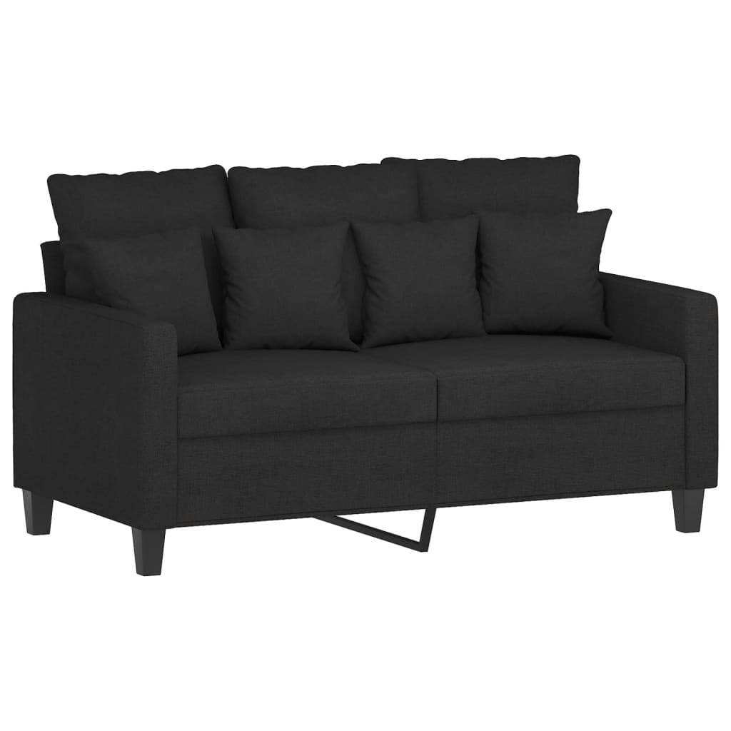 4 pcs conjunto de sofás com almofadas tecido preto