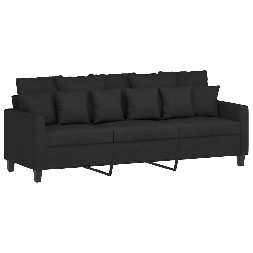 4 pcs conjunto de sofás com almofadas tecido preto