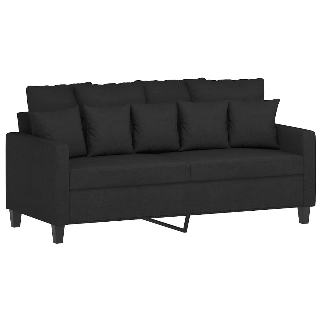 2 pcs conjunto de sofás com almofadões tecido preto