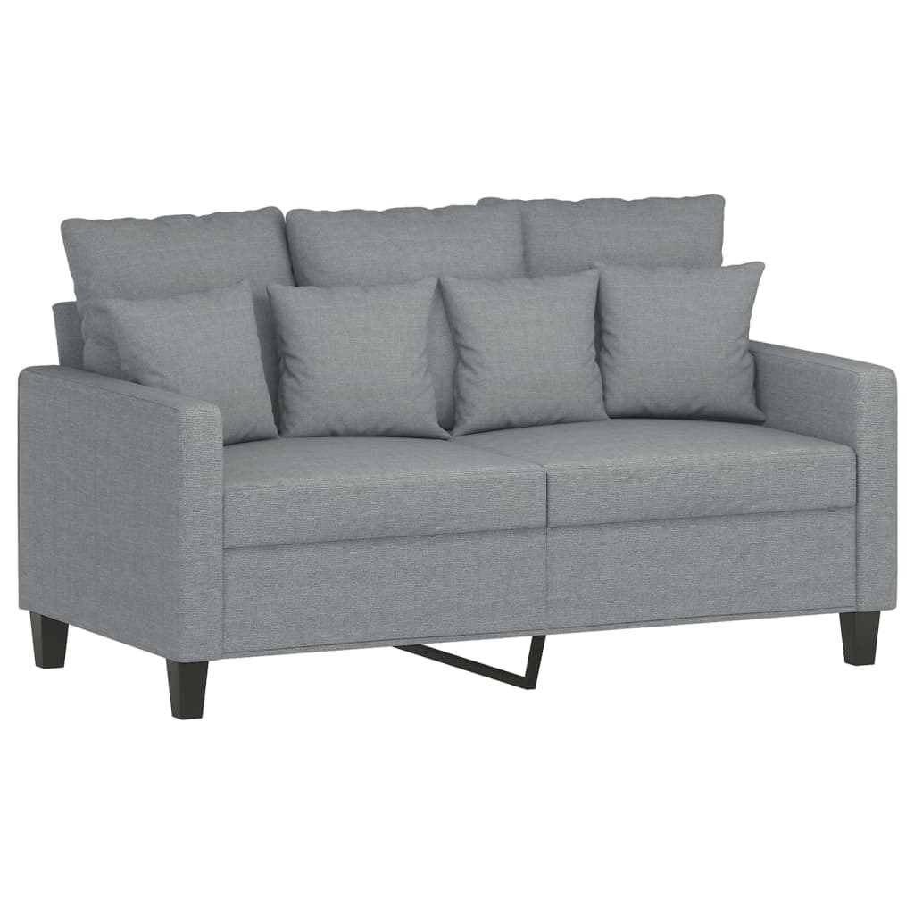 3 pcs conjunto de sofás com almofadões tecido cinzento-claro