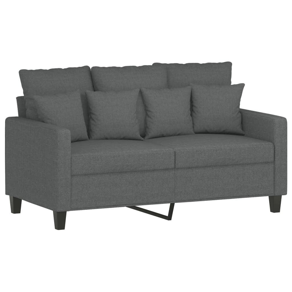 2 pcs conjunto de sofás com almofadões tecido cinzento-escuro